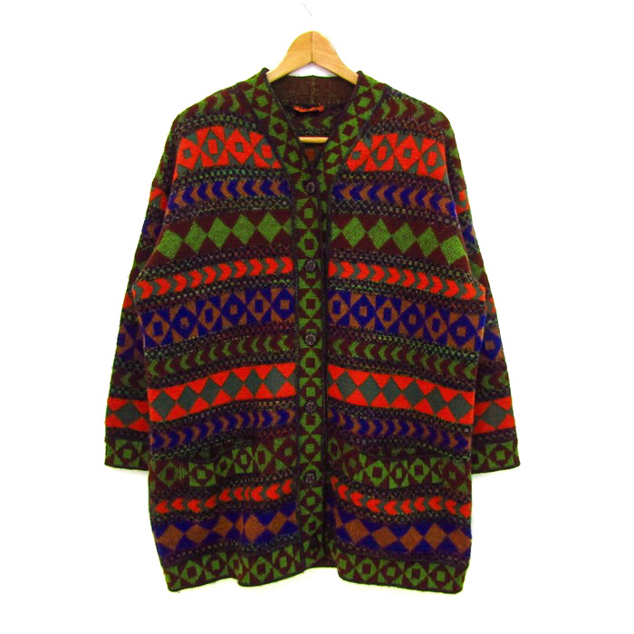 ミッソーニ カーディガン 長袖 クルーネック 大きいサイズ トップス 記名有 レディース フリーサイズ オレンジ系 Missoni ミッソーニ カーディガン 長袖 クルーネック 大きいサイズ