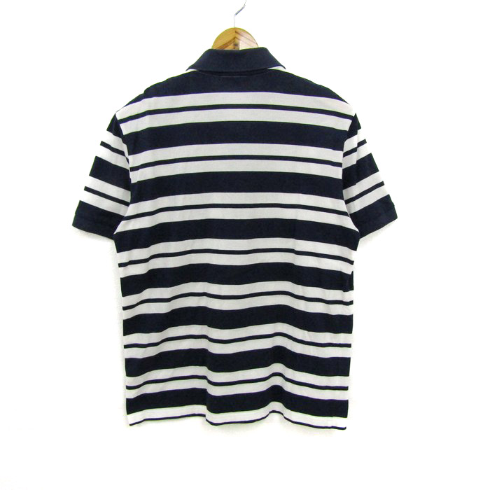 美品　LACOSTE ポロシャツ　ネイビー×ホワイト　ボーダー LACOSTE - ラコステ ポロシャツ トップス 半袖 ボーダー柄