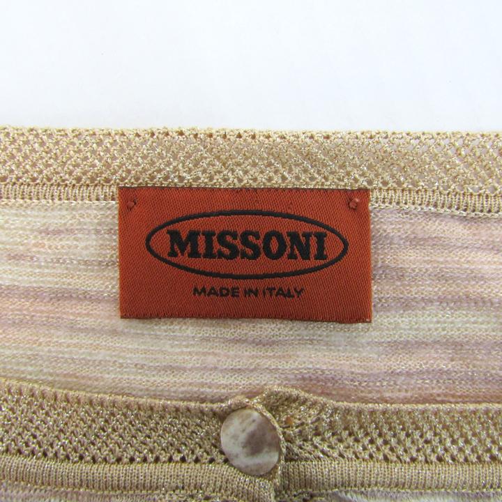 ミッソーニ カーディガン 長袖 クルーネック 大きいサイズ トップス 記名有 レディース フリーサイズ オレンジ系 Missoni MISSONI - ミッソーニ カーディガン 長袖 クルーネック 大きい