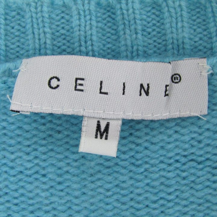 セリーヌ ニット セーター 7分袖 カシミア100% ブランド トップス レディース Mサイズ 水色系 CELINE セリーヌ ニット セーター 7分袖 カシミア100% ブランド