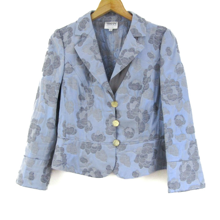 未使用品 アルマーニ ARMANI ノーカラージャケット ラメツイード Armani Collezioni イタリア製ブレザージャケット (良品