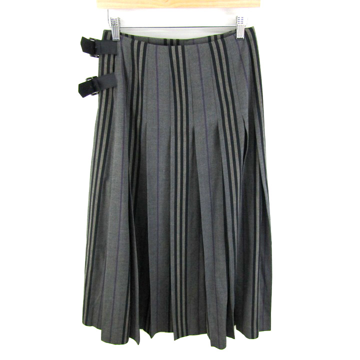 希少 美品 BURBERRY プリーツスカート ウール ボルドー ボタン Y2K 希少 ヴィンテージ Burberry ブラウン キルトスカート ウール プリーツ