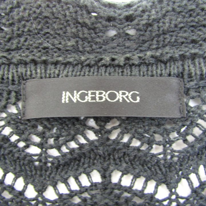 インゲボルグ サマーニット サマーセーター  リネン混 ブランド トップス 黒 レディース 9号サイズ ブラック系 INGEBORG インゲボルグ サマーニット サマーセーター リネン混 ブランド