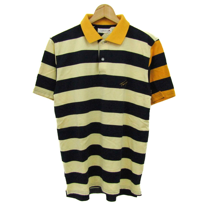 【美品】古着　トミーヒルフィガー　ラガーシャツ　メンズ　ネイビー・ベージュ　L TOMMY HILFIGER - 【美品】古着 トミーヒルフィガー ラガー