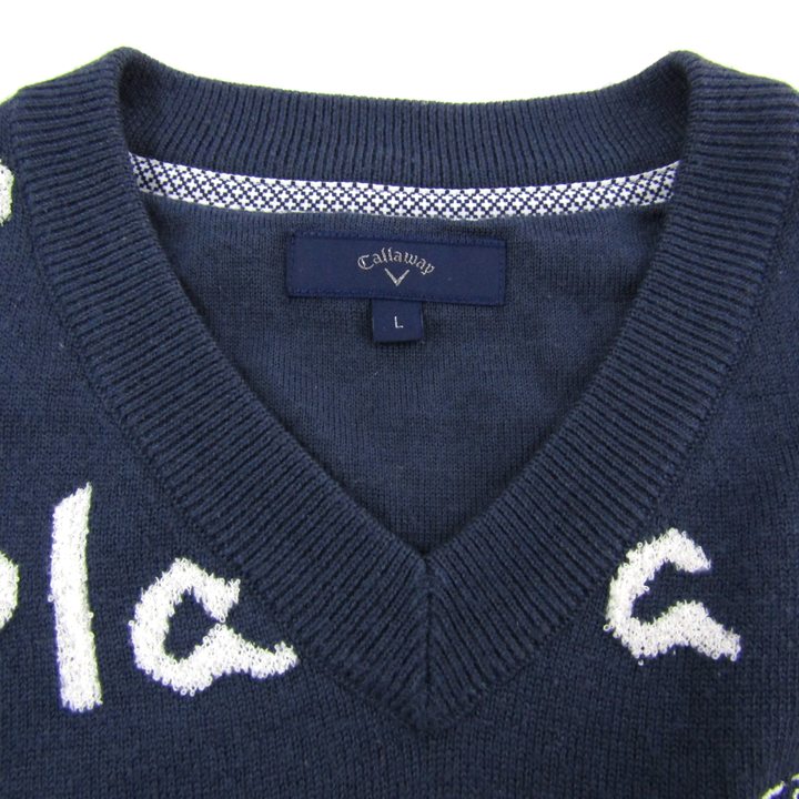 ⭐️新品未使用⭐️Callaway Vネックセーター LL ネイビー/ホワイト キャロウェイ セーター 長袖 Vネック ゴルフ スポーツウエア
