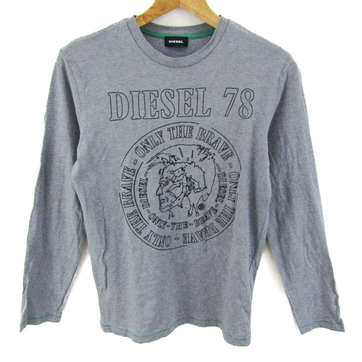 DIESEL 長袖Tシャツ グレー ディーゼル 長袖Tシャツ トップス グラフィックT コットンT