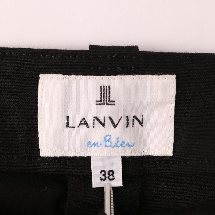 ランバンオンブルー ロングパンツ テーパード 無地 ボトムス 日本製 ストレッチ レディース 38サイズ ブラック LANVIN en Bleu