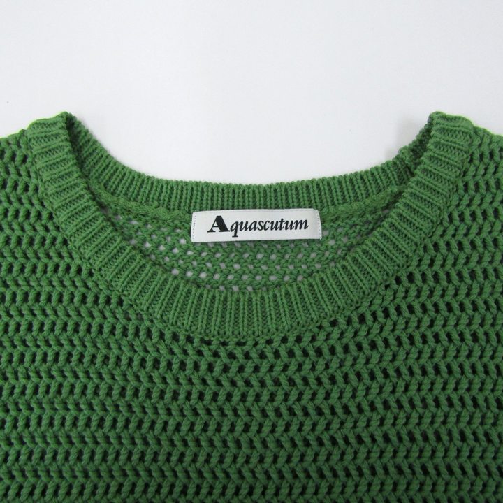 Aquascutum ロンドン ウール100% グリーン セーター メンズ