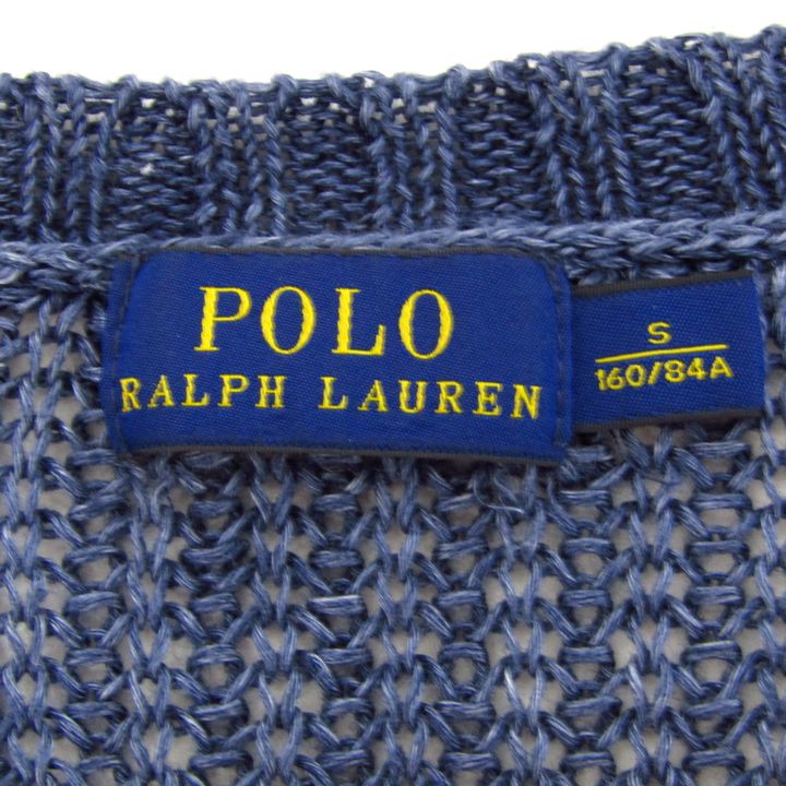 ポロ・ラルフローレン ノースリーブニット Vネック リネン トップス レディース Sサイズ ネイビー系 POLO RALPH LAUREN ポロ・ラルフローレン ノースリーブニット Vネック リネン