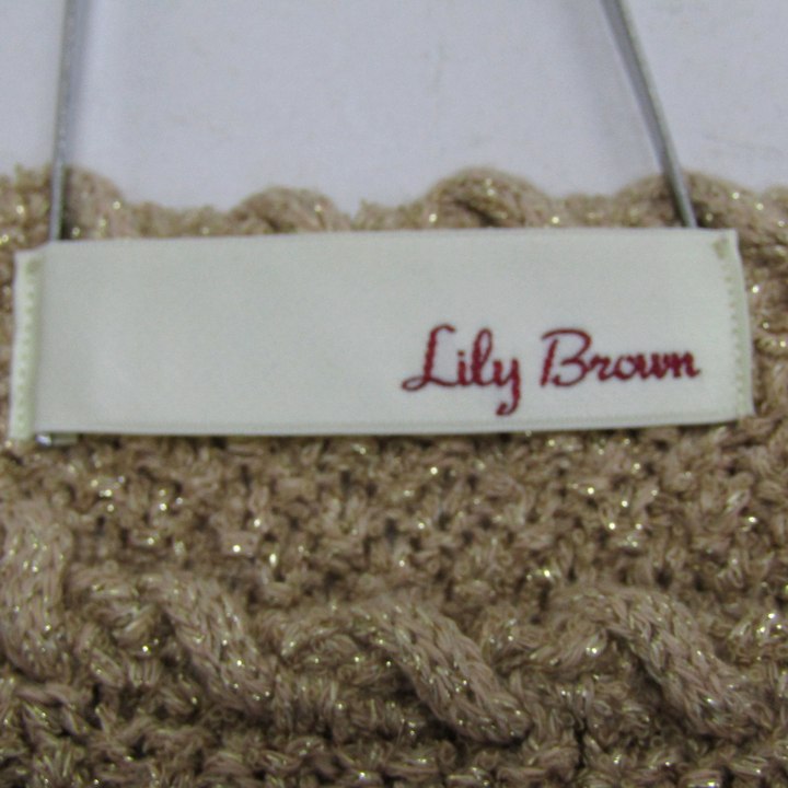 リリーブラウン ニット トップス ノースリーブ ラメ ベスト レディース Fサイズ ベージュ LILY BROWN リリーブラウン ニット トップス ノースリーブ ラメ ベスト