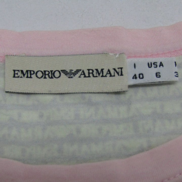 エンポリオ・アルマーニ 半袖Ｔシャツ トップス ロゴT コットン ストレッチ レディース 6サイズ ピンク×ミント Emporio Armani エンポリオ・アルマーニ 半袖Tシャツ トップス ロゴT コットン