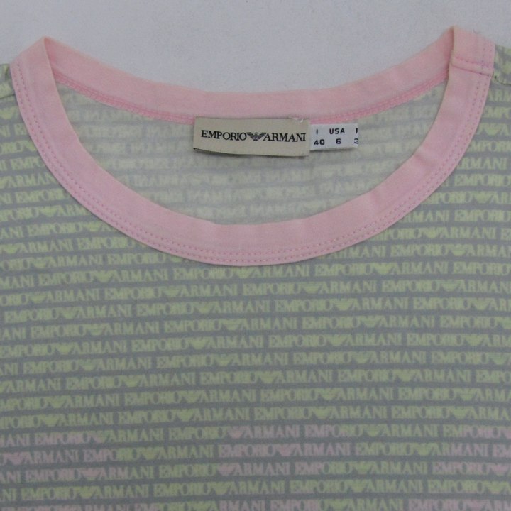 エンポリオ・アルマーニ 半袖Ｔシャツ トップス ロゴT コットン ストレッチ レディース 6サイズ ピンク×ミント Emporio Armani エンポリオ・アルマーニ 半袖Tシャツ トップス ロゴT コットン