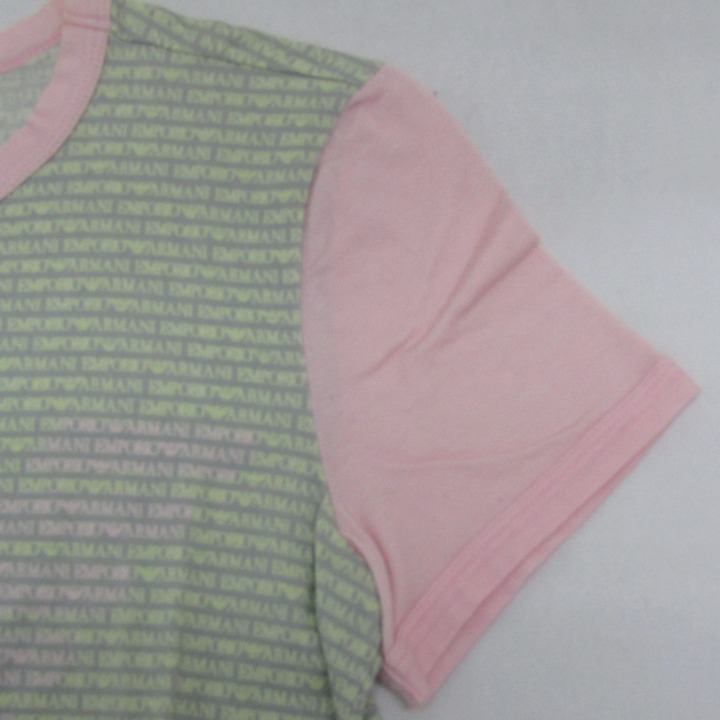 エンポリオ・アルマーニ 半袖Ｔシャツ トップス ロゴT コットン ストレッチ レディース 6サイズ ピンク×ミント Emporio Armani EMPORIO ARMANI アルマーニ 半袖 Tシャツ EA7 エンポリオ
