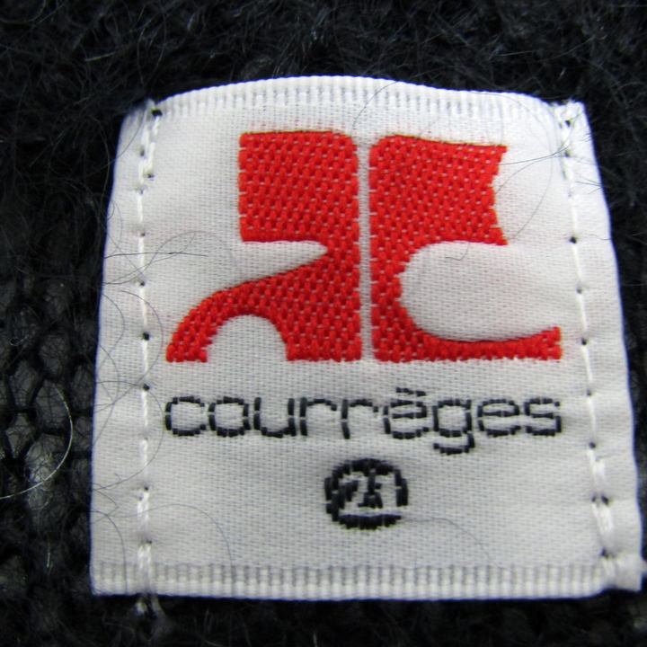 クレージュ ニット トップス 半袖 ボーダー柄 モヘヤ混 レディース 38サイズ 黒×白 courreges クレージュ ニット トップス 半袖 ボーダー柄 モヘヤ混