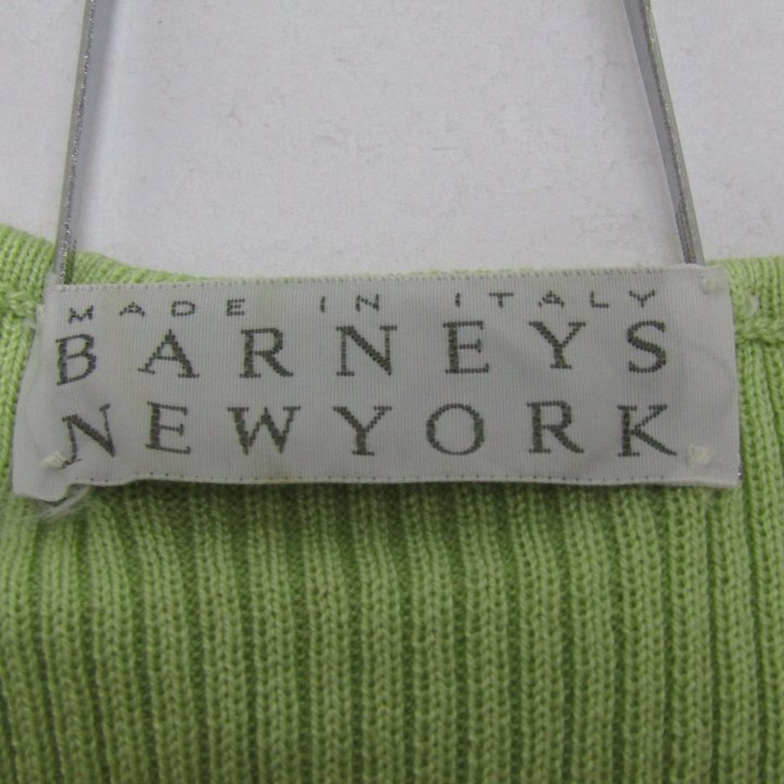バーニーズニューヨーク ニット トップス 五分袖 リブ セーター イタリア製 レディース Mサイズ 黄緑 BARNEYS NEWYORK バーニーズニューヨーク ニット トップス 五分袖 リブ セーター