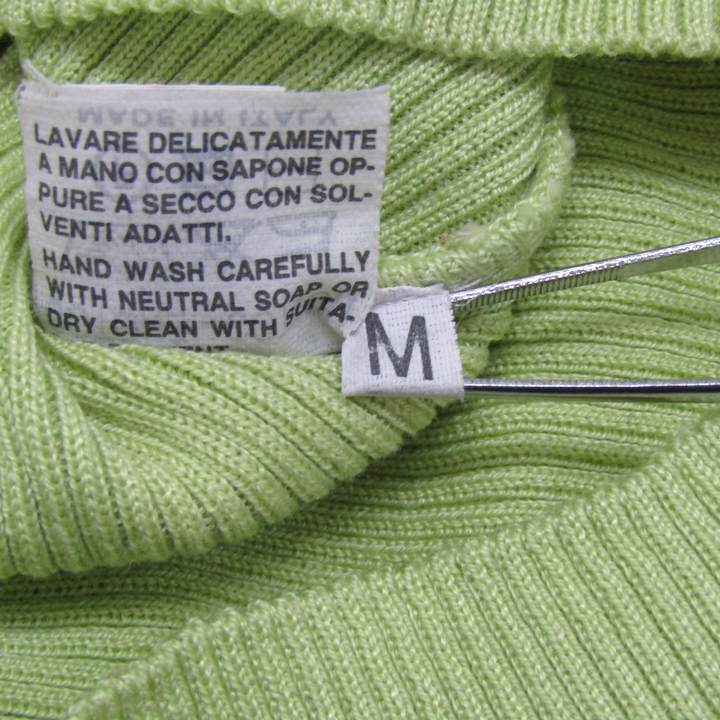 バーニーズニューヨーク ニット トップス 五分袖 リブ セーター イタリア製 レディース Mサイズ 黄緑 BARNEYS NEWYORK バーニーズニューヨーク ニット トップス 五分袖 リブ セーター