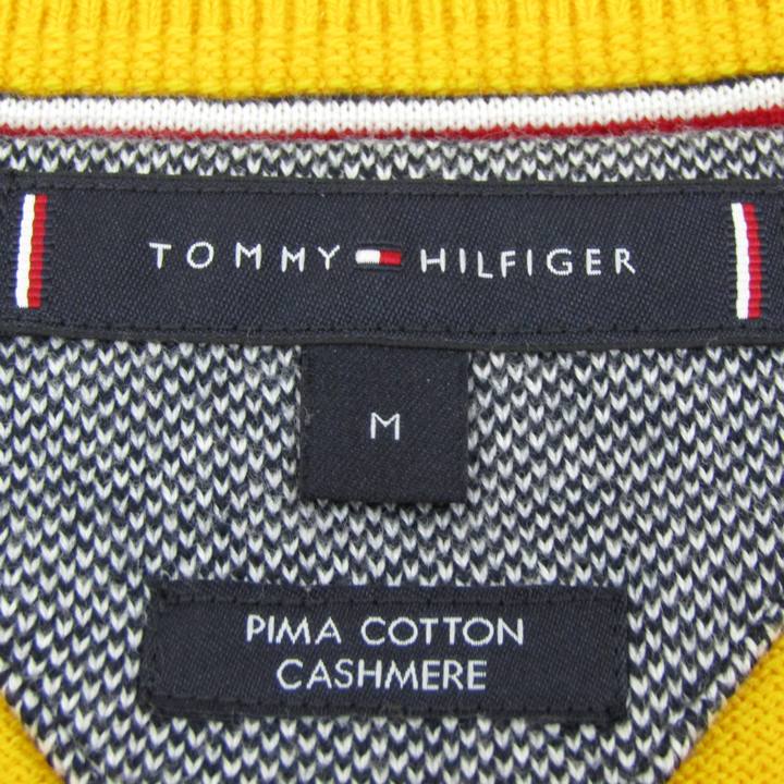 トミーヒルフィガー セーター トップス 長袖 クルーネック ピマコットン カシミヤ混 メンズ Mサイズ イエロー   TOMMY HILFIGER - トミーヒルフィガー セーター トップス 長袖