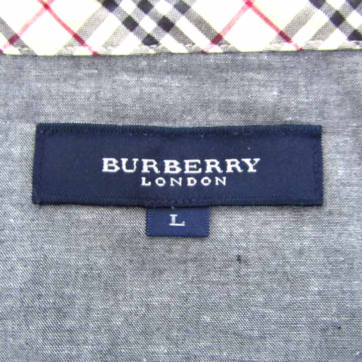 バーバリーロンドン 長袖シャツ トップス 七分袖 ノバチェック柄 レディース Lサイズ グレー BURBERRY LONDON バーバリーロンドン 長袖シャツ トップス 七分袖 ノバチェック柄