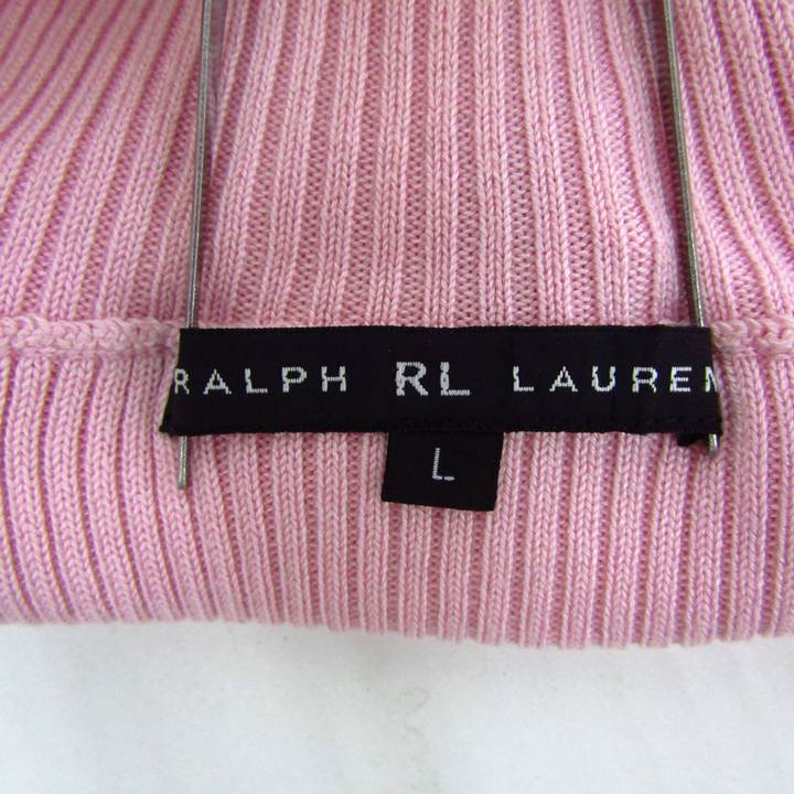 ラルフローレン ニット トップス ノースリーブ リブ ハイネック レディース Lサイズ ピンク RALPH LAUREN ラルフローレン ニット トップス ノースリーブ リブ ハイネック