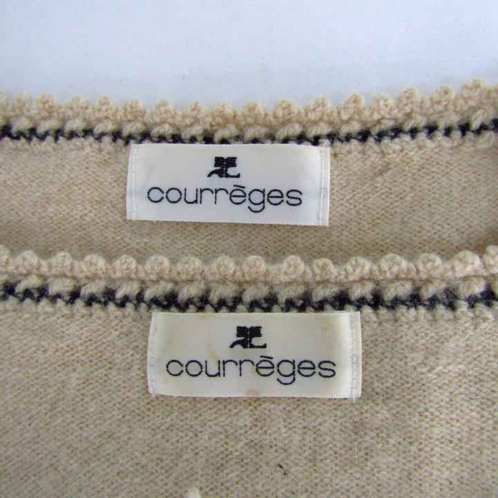 クレージュ アンサンブル トップス 長袖カーディガン 半袖ニット アンゴラ混 レディース 9Rサイズ ベージュ courreges クレージュ アンサンブル トップス 長袖カーディガン 半袖ニット