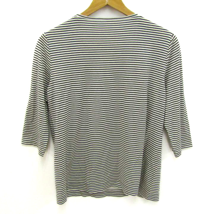 レリアン 七分袖Ｔシャツ クルーネック ボーダー トップス レディース 11サイズ ブラック×ホワイト Leilian レリアン 七分袖Tシャツ クルーネック ボーダー トップス