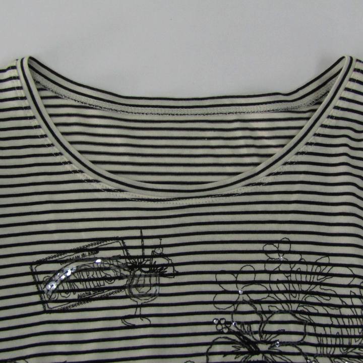 レリアン 七分袖Ｔシャツ クルーネック ボーダー トップス レディース 11サイズ ブラック×ホワイト Leilian leilian - レリアン 七分袖Tシャツ クルーネック ボーダー