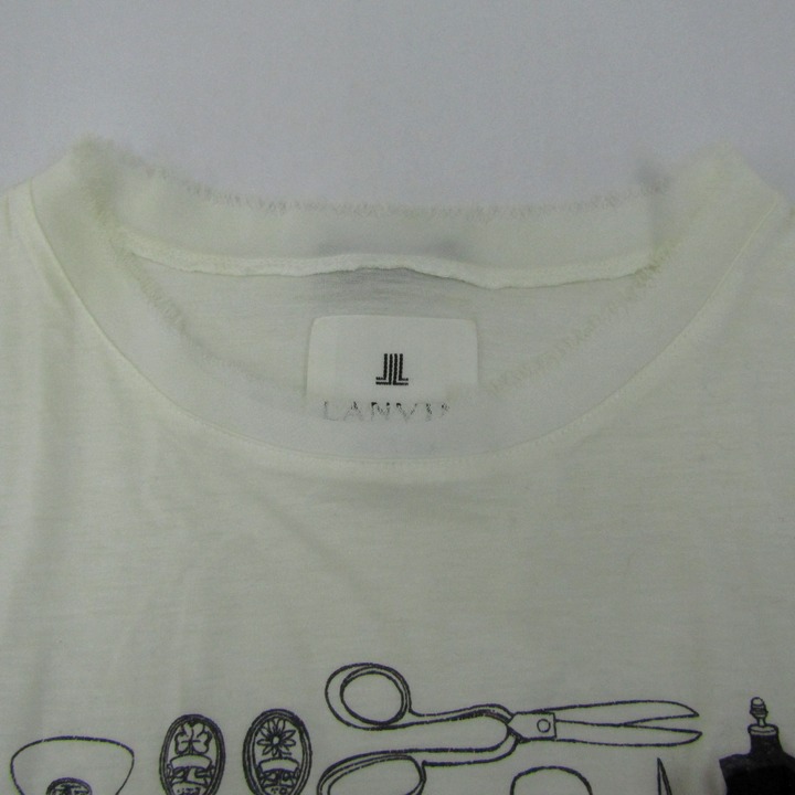 ランバンオンブルー 半袖Ｔシャツ クルーネック リボン トップス レディース 38サイズ ホワイト系 LANVIN en Bleu ランバンオンブルー 半袖Tシャツ クルーネック リボン トップス