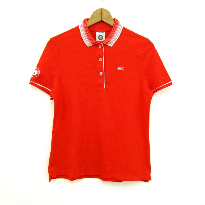 ラコステ ローランギャロス ポロシャツ 半袖 トップス レディース 38サイズ オレンジ LACOSTE ラコステ ローランギャロス ポロシャツ 半袖 トップス