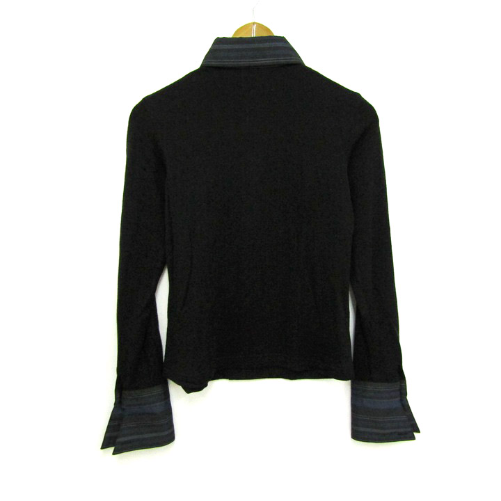 ダックス ドッキングニット シャツ 長袖 トップス レディース 38サイズ ダークグレー×ブルー系 DAKS ダックス ドッキングニット シャツ 長袖 トップス レディース 38