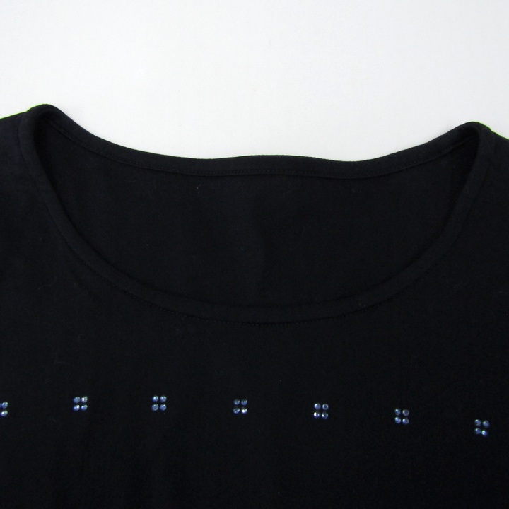 レリアン 半袖Ｔシャツ クルーネック ビジュー トップス レディース 9サイズ ブラック Leilian レリアン 半袖Tシャツ クルーネック ビジュー トップス