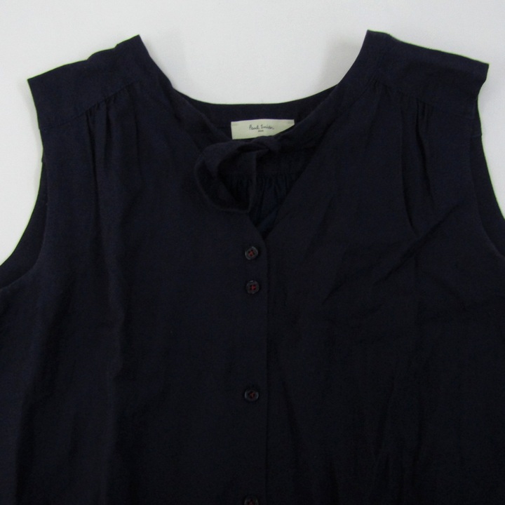 ポールスミス ノースリーブカットソー Vネック トップス レディース 38サイズ パープル系×ネイビー Paul Smith ポールスミス ノースリーブカットソー Vネック トップス