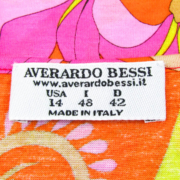 アヴェラルド・ベッシ 半袖Ｔシャツ 花柄 トップス イタリア製 レディース 14サイズ オレンジ系/レッド系 AVERARDO BESSI アヴェラルド・ベッシ 半袖Tシャツ 花柄 トップス イタリア製
