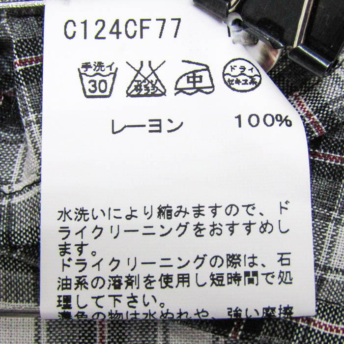アニエスベー 長袖シャツ チェック柄 リボン ブラウス ボウタイ トップス レディース 42サイズ グレー系/ホワイト系 agnes b. アニエスベー 長袖シャツ チェック柄 リボン ブラウス ボウタイ
