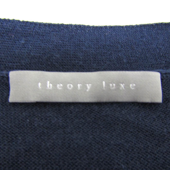 セオリーリュクス ニット 五部袖 無地 Vネック トップス レディース 38サイズ ネイビー系 theory luxe セオリーリュクス ニット 五部袖 無地 Vネック トップス