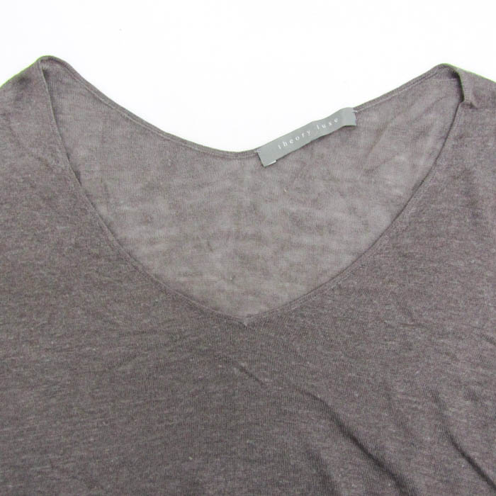 セオリーリュクス 長袖Ｔシャツ リネン混 ニット Vネック カットソー トップス レディース 38サイズ グレー系 theory luxe セオリーリュクス 長袖Tシャツ リネン混 ニット Vネック