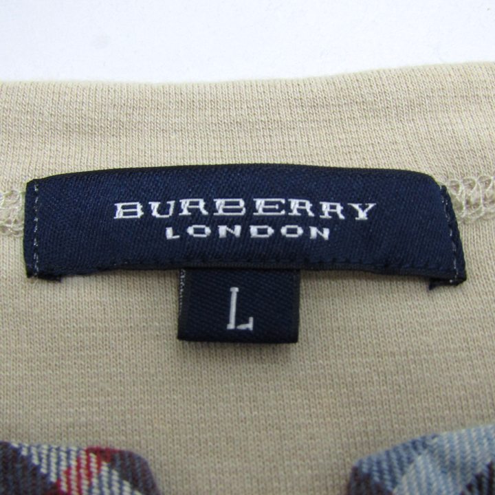 バーバリーロンドン 半袖Ｔシャツ トップス チェック柄 レースアップ レディース Lサイズ ベージュ BURBERRY LONDON バーバリーロンドン 半袖Tシャツ トップス チェック柄 レース