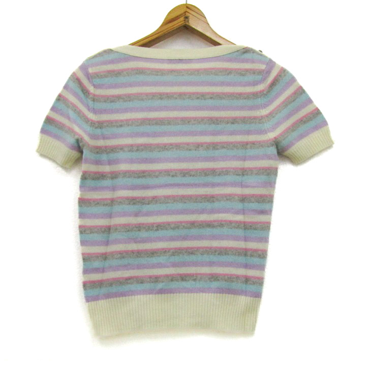 クレージュ ニット トップス 半袖 ボーダー柄 カシミヤ100 クレージュ ニット トップス 半袖 ボーダー柄 カシミヤ100