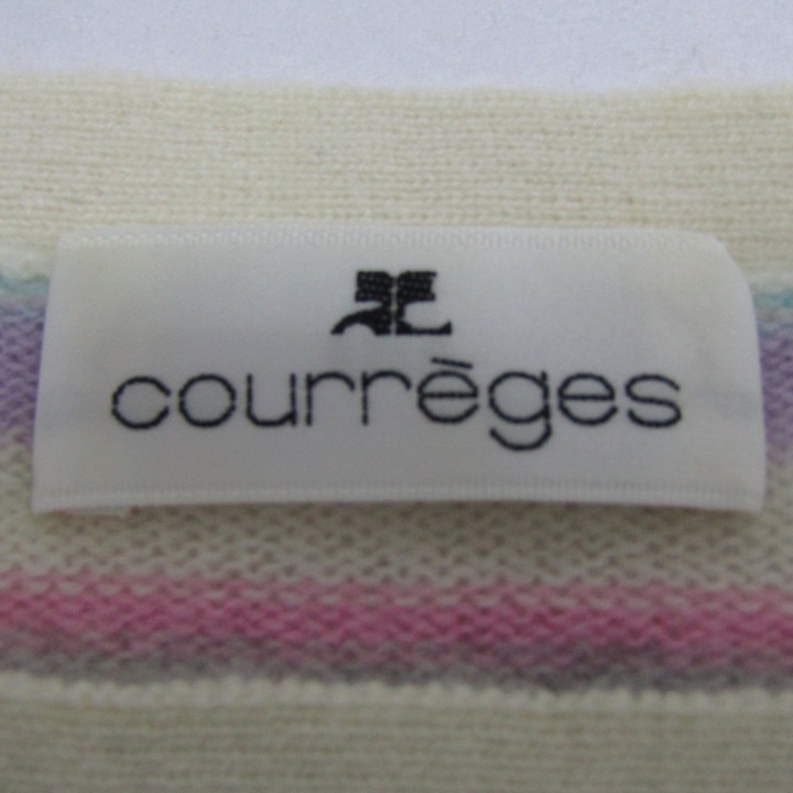 クレージュ ニット トップス 半袖 ボーダー柄 カシミヤ100% レディース 9Rサイズ ホワイト courreges Courreges - クレージュ ニット トップス 半袖 ボーダー柄