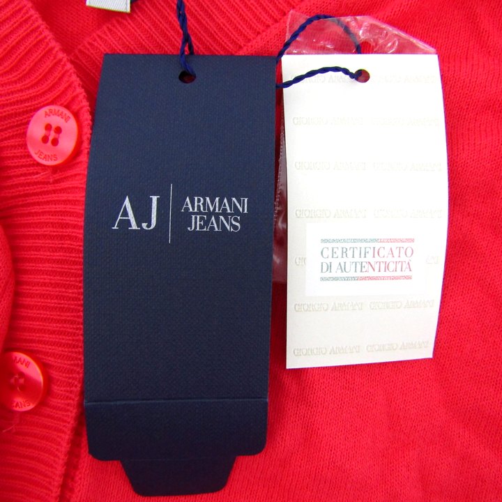 アルマーニ・ジーンズ カーディガン トップス 長袖 Vネック フリル 未使用品 レディース Mサイズ ピンク ARMANI JEANS アルマーニ・ジーンズ カーディガン トップス 長袖 Vネック
