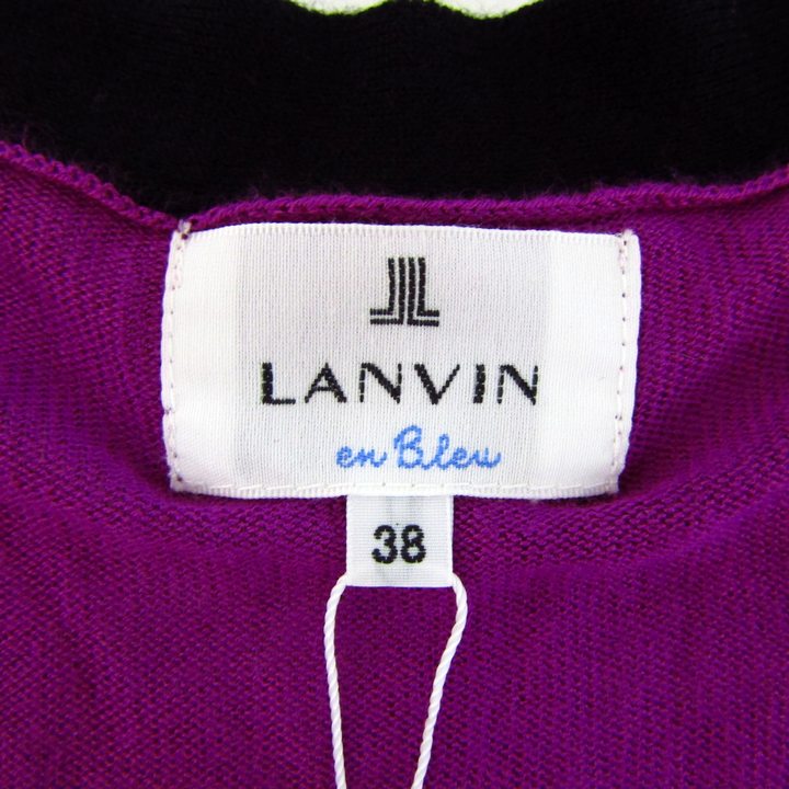ランバンオンブルー カーディガン トップス 五分袖 ドット柄 未使用品 レディース 38サイズ パープル LANVIN en Bleu ランバンオンブルー カーディガン 五分袖 トップス ドット柄 未