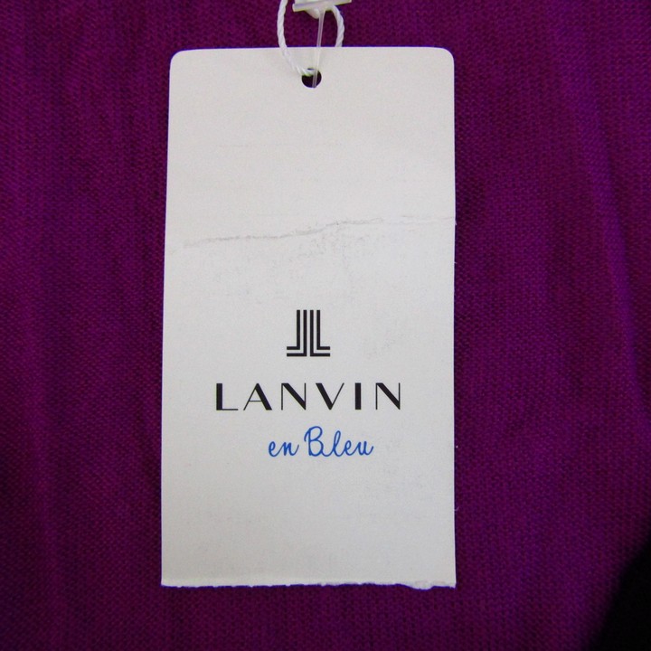 ランバンオンブルー カーディガン トップス 五分袖 ドット柄 未使用品 レディース 38サイズ パープル LANVIN en Bleu ランバンオンブルー カーディガン トップス 五分袖 ドット柄 未