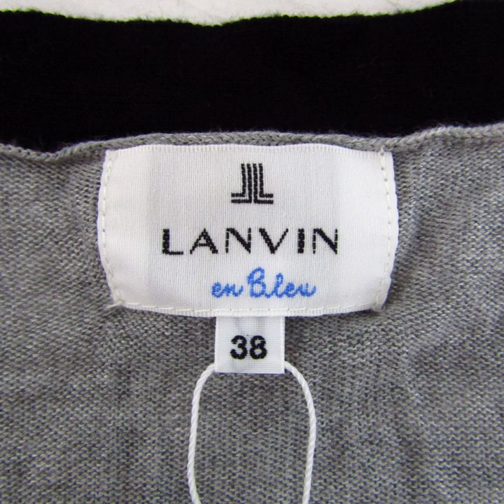 ランバンオンブルー カーディガン 五分袖 トップス ドット柄 未使用品 レディース 38サイズ グレー LANVIN en Bleu ランバンオンブルー カーディガン トップス 五分袖 ドット柄 未