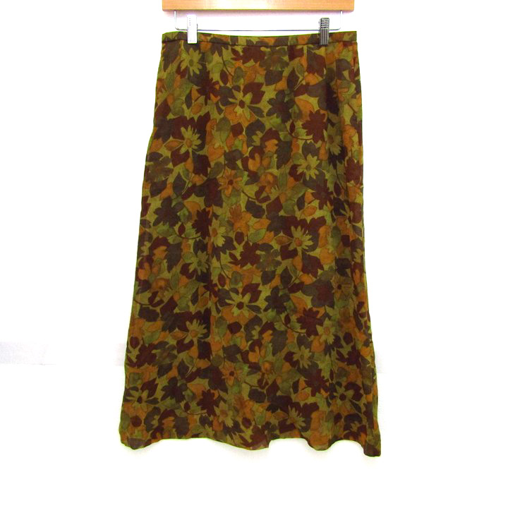 中古】Leilian(レリアン) ワンピース 半袖/ロング/チェック柄 カーキ  