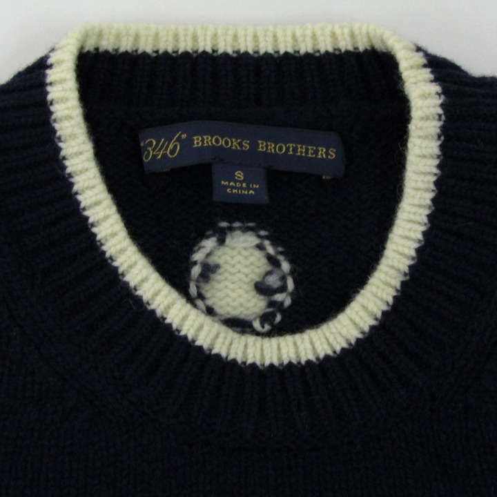 ブルックスブラザーズ ニット 長袖 クルーネック ドット柄 トップス レディース Sサイズ ネイビー×ホワイト 346 Brooks Brothers ブルックスブラザーズ ニット 長袖 クルーネック ドット柄