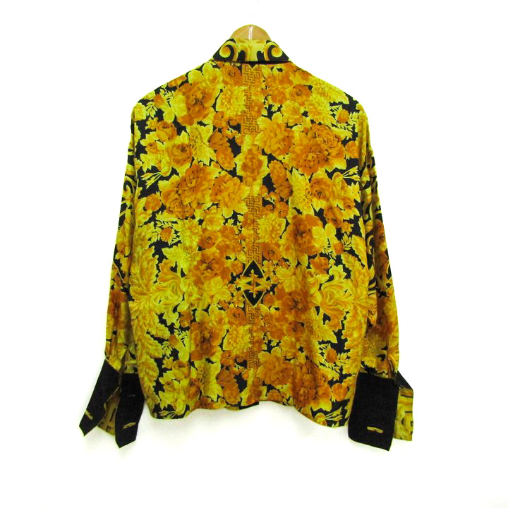 スティルモーダ 長袖シャツ バロック柄 トップス レディース 42サイズ ブラック×イエロー stelletta MODA スティルモーダ 長袖シャツ バロック柄 トップス レディース 42