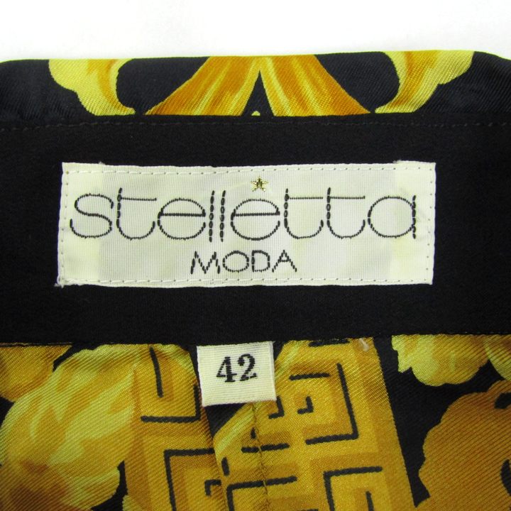 スティルモーダ 長袖シャツ バロック柄 トップス レディース 42サイズ ブラック×イエロー stelletta MODA スティルモーダ 長袖シャツ バロック柄 トップス レディース 42