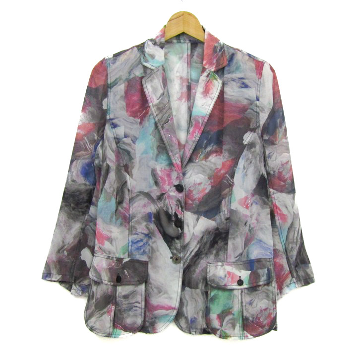 レジィーナロマンティコ チェック柄テーラードジャケット グレー