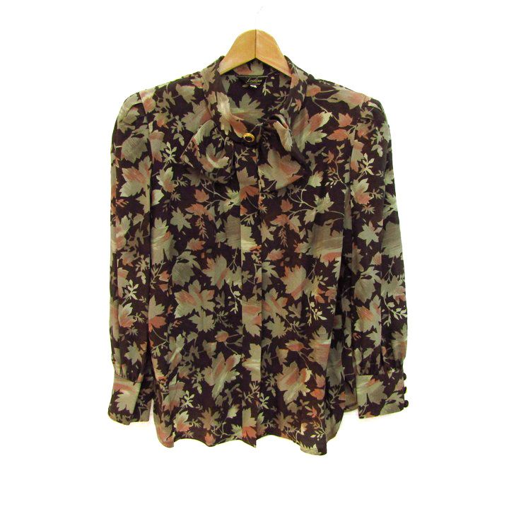 レリアン ブラウス シャツ トップス 長袖 花柄 シルク 日本製  