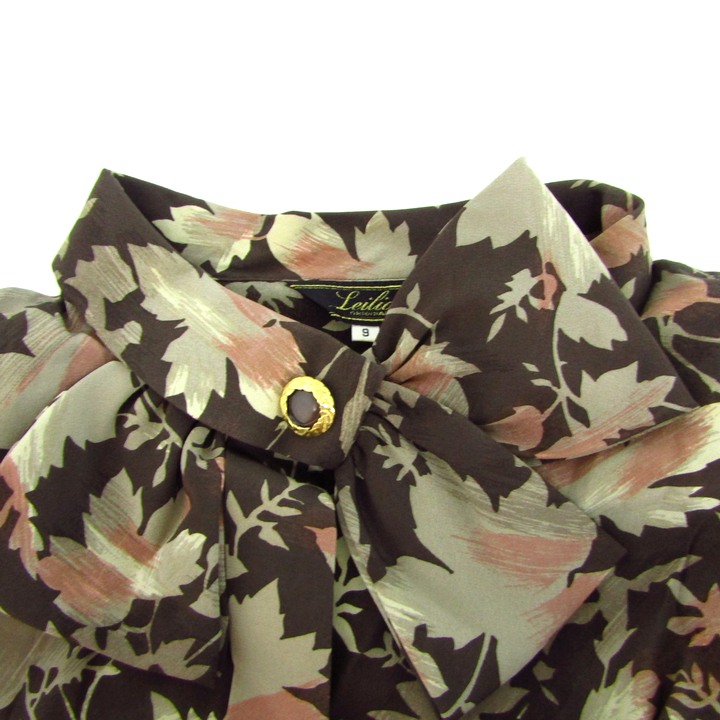 レリアン ブラウス シャツ トップス 長袖 花柄 シルク 日本製  