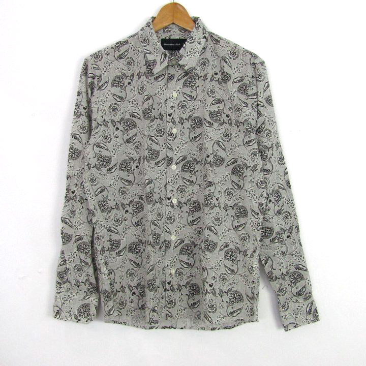 アバクロンビー&フィッチ 長袖シャツ 総柄 ブランド トップス 白 アバクロンビー&フィッチ 長袖シャツ 総柄 ブランド トップス 白
